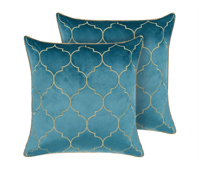 Beliani Almofada decorativa ALYSSUM 45x45 Azul