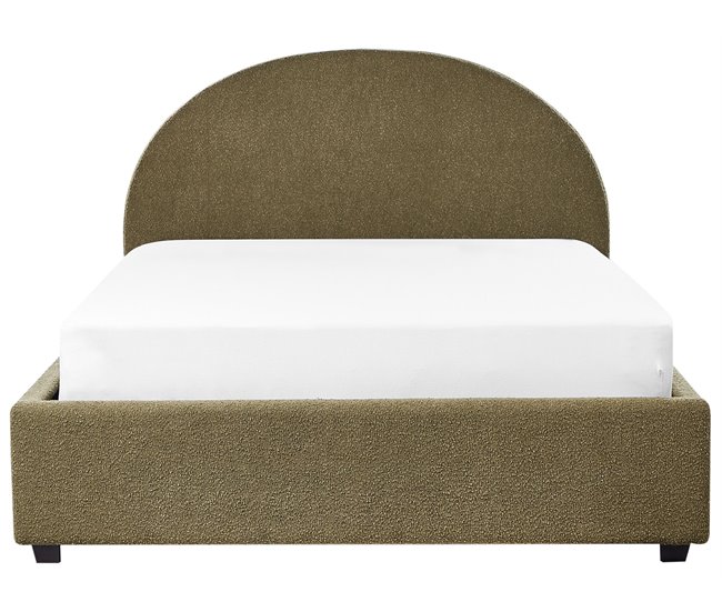 Beliani Cama com armazenamento Bouclé VAUCLUSE 154x214 Bege