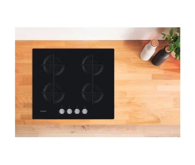 Placa a gás natural INDESIT ING 61T/BK 59cm 4 zonas em vidro Preto