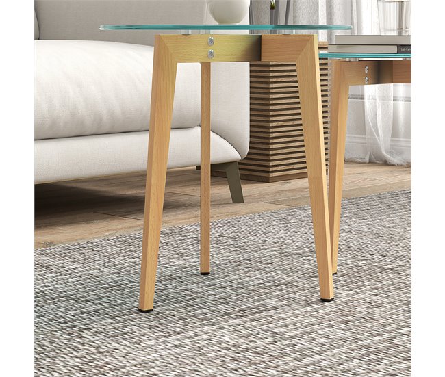 Mesas de Apoio Vidro temperado e Aço HOMCOM, casa - mesas Transparente