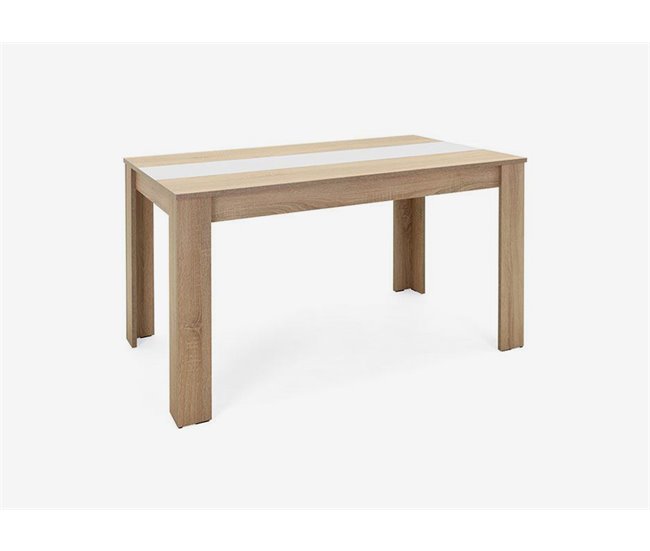 Mesa de jantar NICO II carvalho e branco Branco/ Madeira