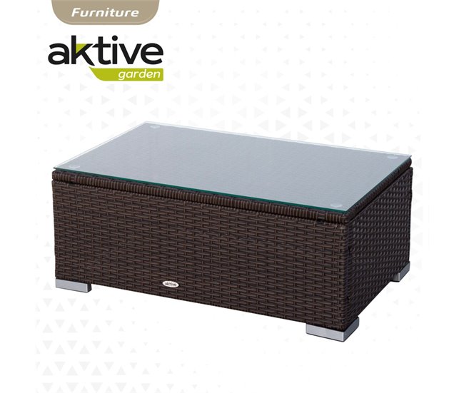 Conjunto de mobiliário de terraço, poltronas, sofá e mesa de centro em rotim Aktive Preto