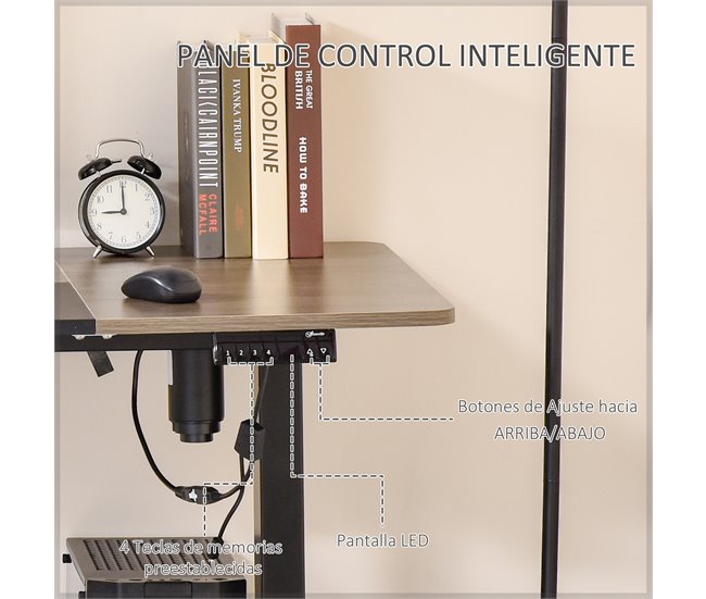 Secretária Elétrica de Pé Metal, Melamina de Madeira Vinsetto 140x70 Preto