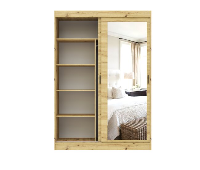 Roupeiro TOUCH II portas deslizantes com espelho 150x215cm Carvalho