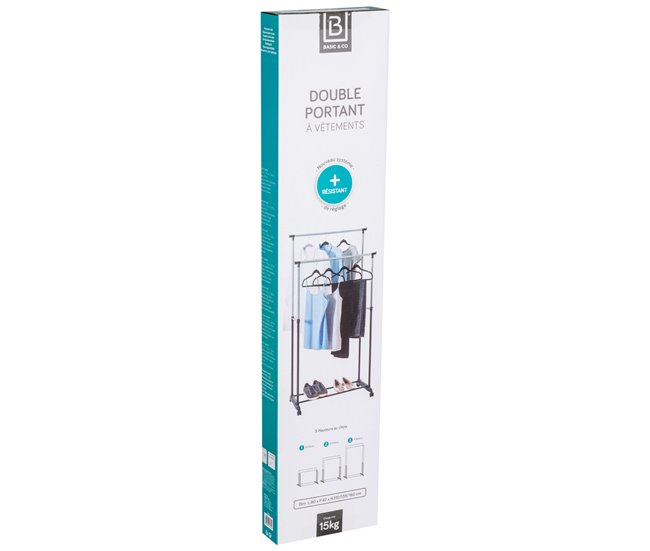 Cabide duplo extensível Preto / Cinza