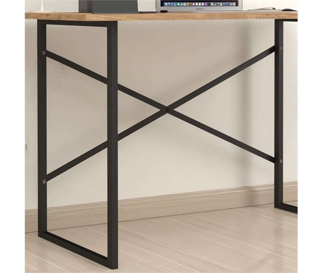 Mesa de escritório industrial Rus Preto/ Madeira