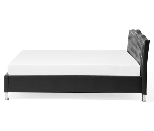 Beliani Cama com estrado Pele sintética METZ 189x215 Preto