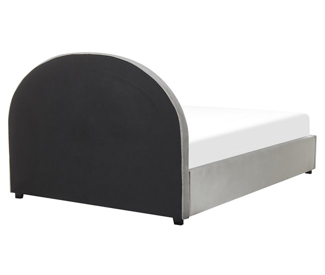 Beliani Cama com armazenamento Veludo VAUCLUSE 174x214 Cinza Claro