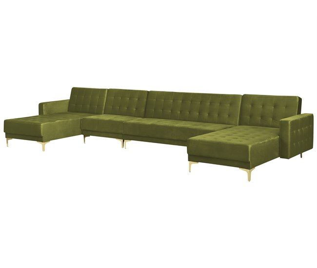 Beliani Sofá-cama Veludo ABERDEEN Verde
