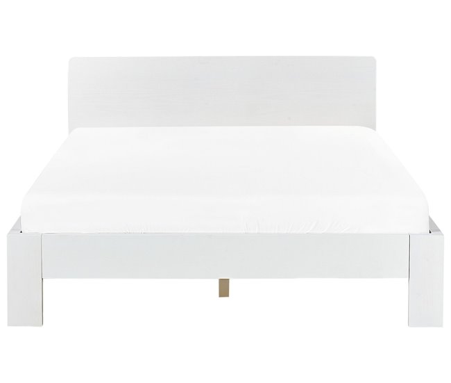 Beliani Cama com estrado Pinho ROYAN 147x207 Branco