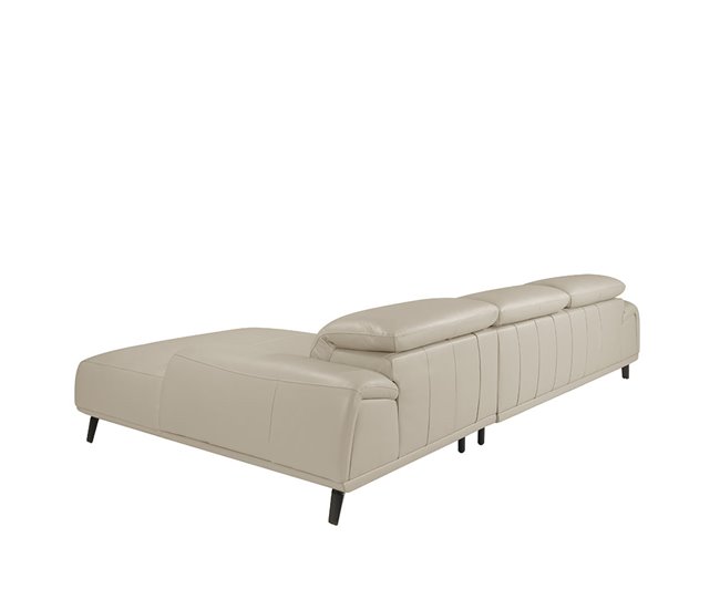 ANGEL CERDA Sofá chaise longue direito em pele de vaca Cinza