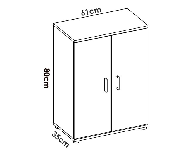 Armário multiuso com 2 portas com efeito madeira Branco