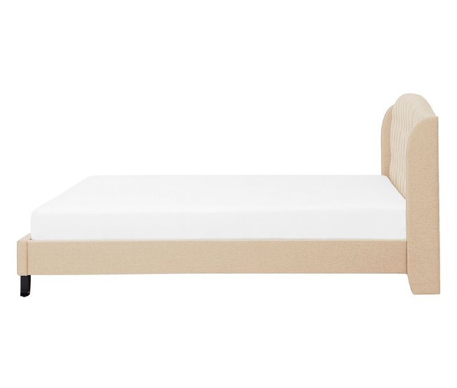 Beliani Cama com estrado Poliéster BORDEAUX 147x217 Bege