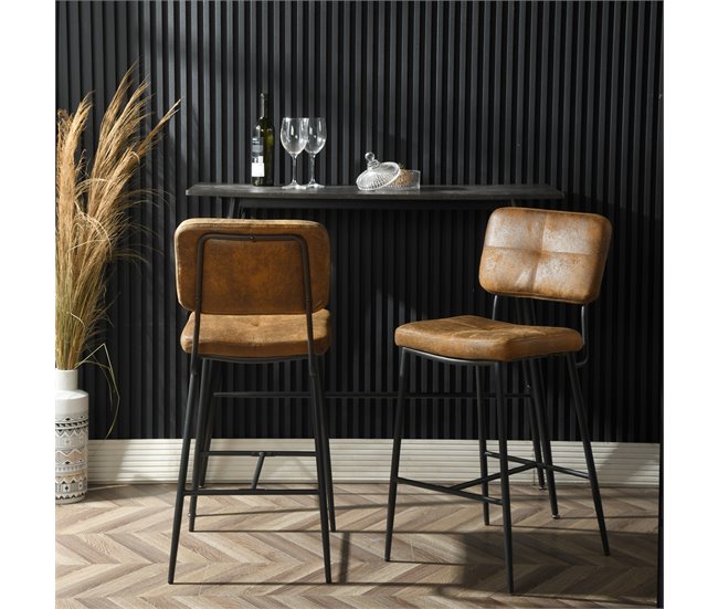 MEUBLES COSY Conjunto 4 Cadeiras De Bar Estilo Industrial Castanho