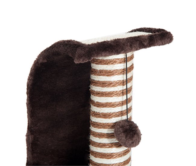 Arranhador para Gatos Aglomerado de Madeira, Pelúcia e Sisal Castanho