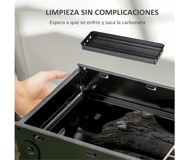 Barbecue a Carvão Metal Outsunny Preto