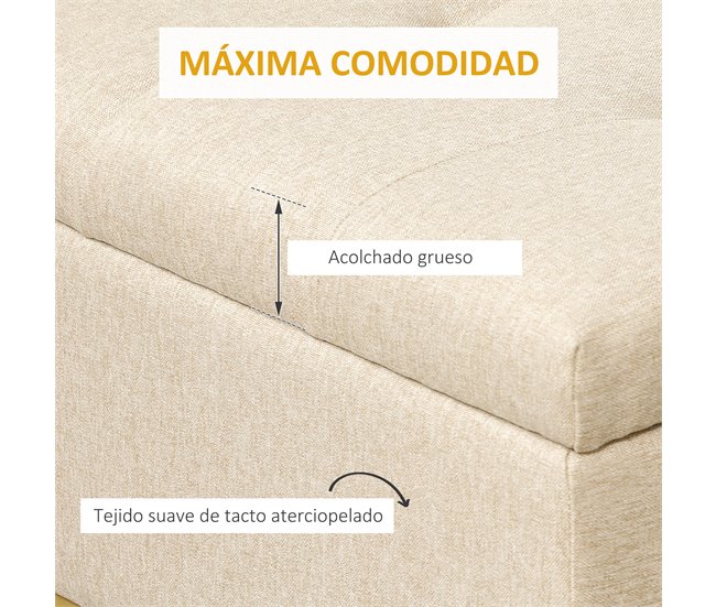 Banco para arrumação HOMCOM 838-353V80BG Cru