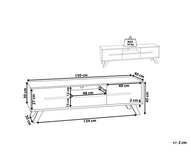 Beliani Mesa de TV FORESTER 150 Branco
