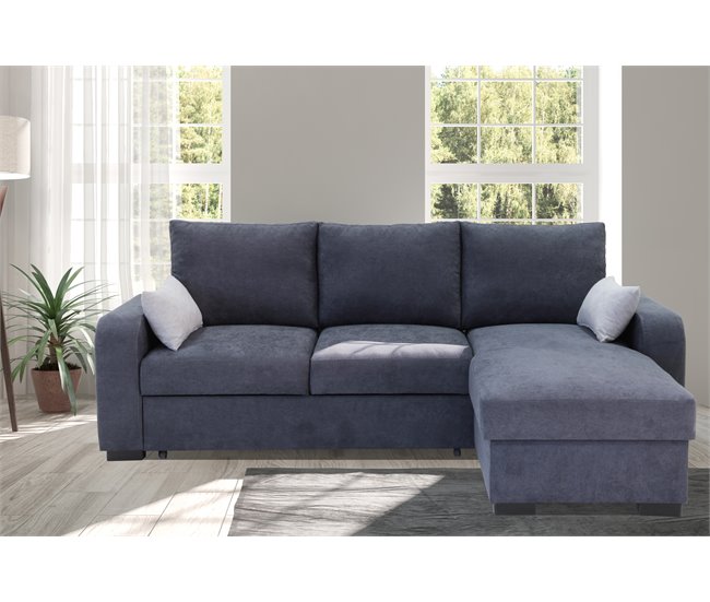 Chaise longue com cama BROADWAY reversível 3 lugares cinza escuro Cinza Escuro