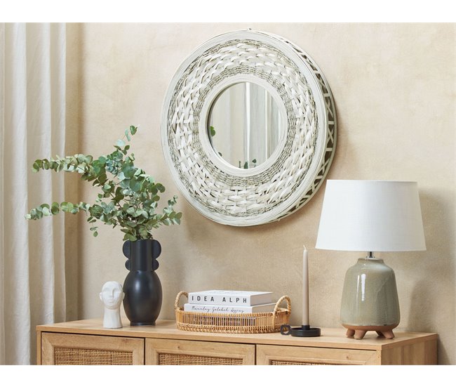 Beliani Espelho decorativo SOLEDAD Branco/ Bege