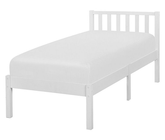 Beliani Cama com estrado Pinho FLORAC Branco