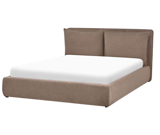 Beliani Cama baú Bouclé BAJONNA 184x235 Cinza