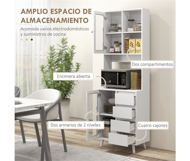 Armário de Cozinha MDF HOMCOM, casa - móveis de armazenamento Branco