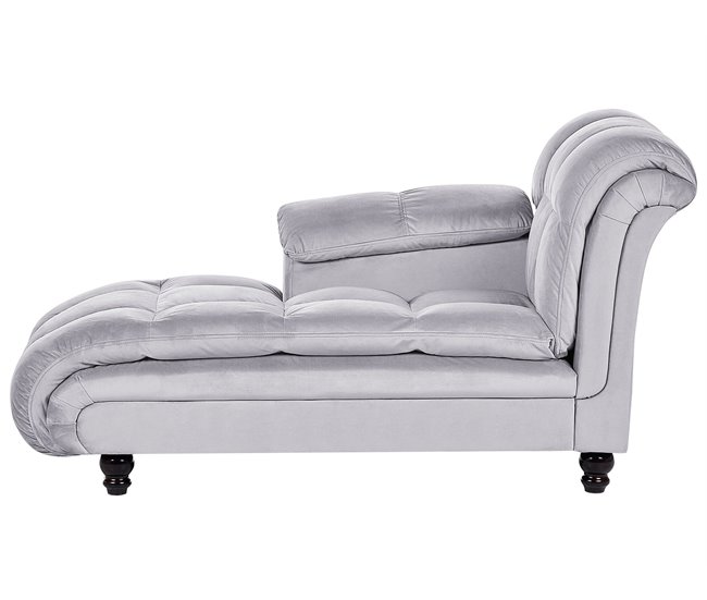 Beliani Chaise longue à direita Veludo LORMONT Cinza Claro