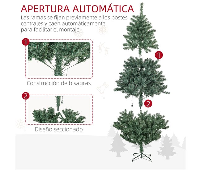 Árvore de Natal Plástico e Aço HOMCOM, casa - natal Verde