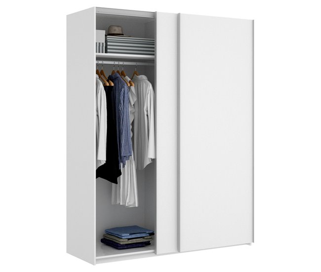 Armário 2 portas com efeito madeira Branco