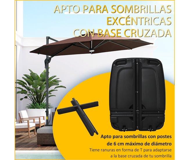 Base de Chapéu de Sol HDPE Outsunny 80x60 Preto
