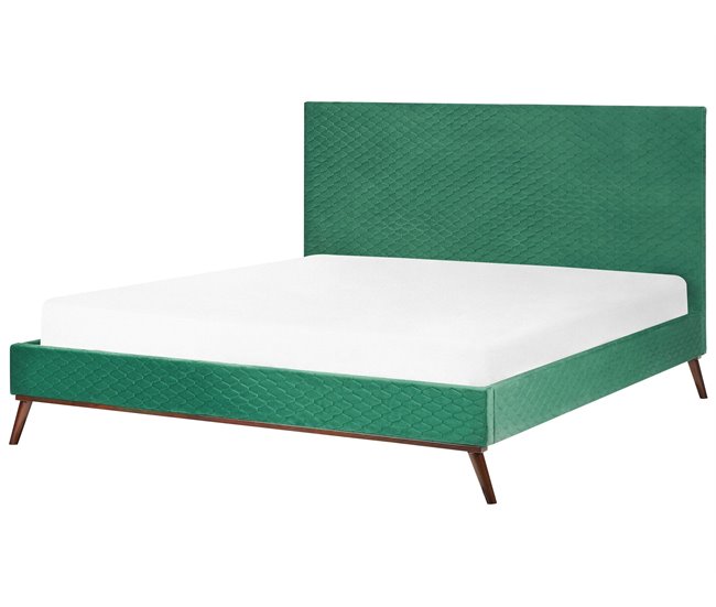 Beliani Cama com estrado Veludo BAYONNE 191x212 Verde