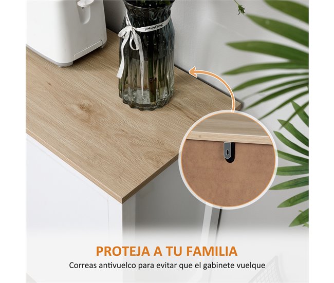 Aparador Melamina de Madeira HOMCOM, casa - cozinha Branco