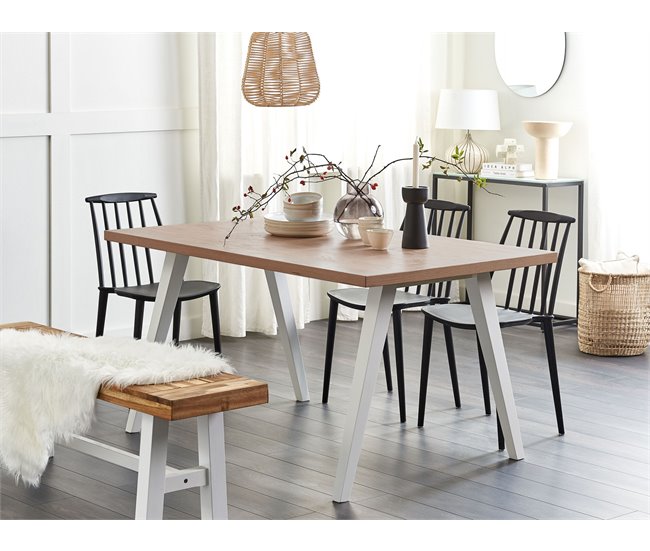 Beliani Mesa de jantar LENISTER 90x150 Branco