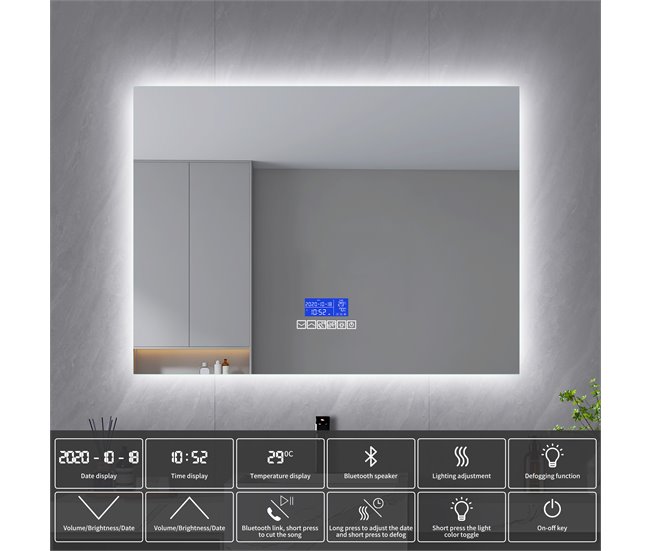 Espelho de banheiro LED redondo 120x4 Transparente