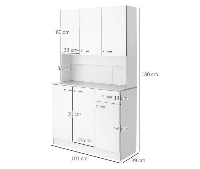 Armário de Cozinha Placa PB, metal HOMCOM, casa - cozinha Branco