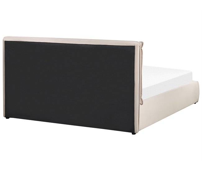 Beliani Cama com armazenamento Veludo BAJONNA 183x235 Bege