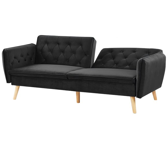 Beliani Sofá-cama Veludo BARDU Preto