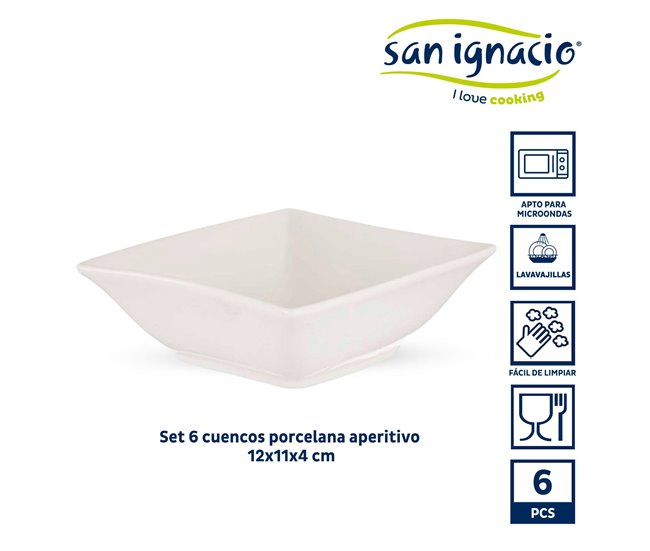 Conjunto de 6 taças para aperitivos em porcelana coleção VESSIA Branco