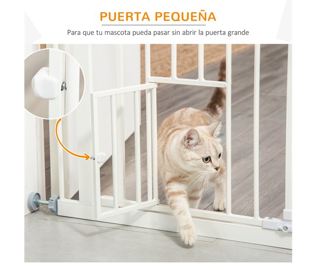 Barreira de Segurança para Cães Aço e plástico PawHut Branco
