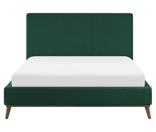Beliani Cama com estrado Veludo BAYONNE 171x212 Cinza Claro