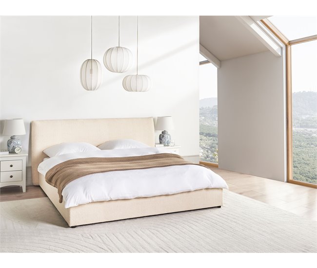 Beliani Cama baú Bouclé LAVAUR 203x220 Bege