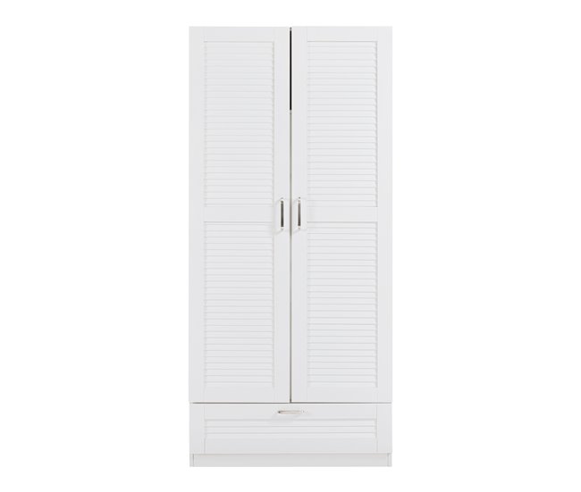Armário de roupeiro com acabamento 1 bengaleiro 1 gaveta [en.casa] Branco