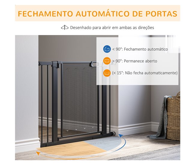 Barreira de Segurança Aço e ABS PawHut Preto