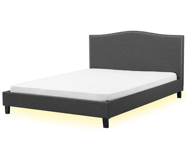 Beliani Cama com estrado Poliéster MONTPELLIER 191x214 Cinza Escuro