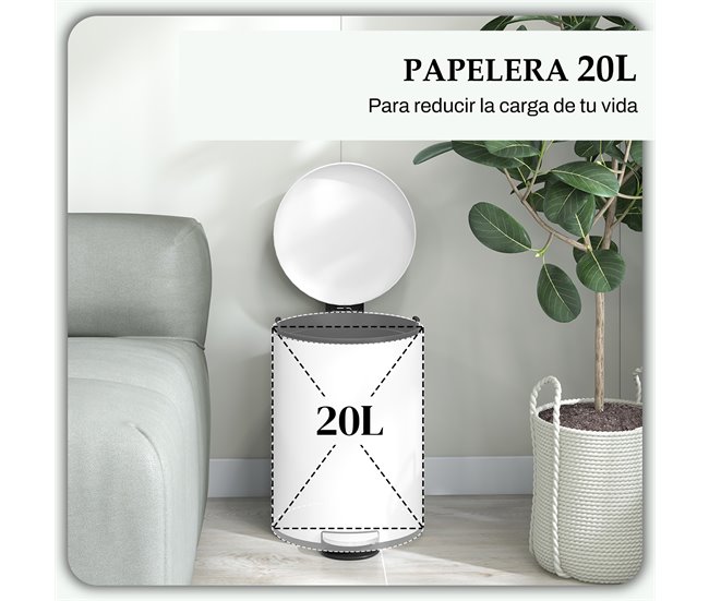Balde de Lixo Metal e PP HOMCOM, casa - cozinha Cru