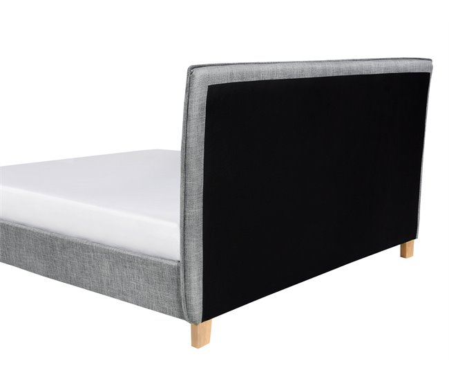Beliani Cama com estrado Poliéster SENNEZ 175x216 Cinza Claro