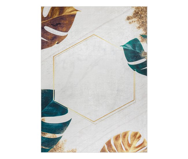 ANDRE 1150 Tapete Monstera sai cubo antiderrapante 120x170 Branco