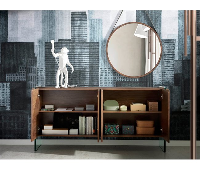 ANGEL CERDA Espelho de parede redondo nogueira 75x75 Nogal