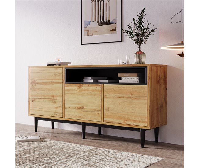 Aparador de mdf com 3 portas Natural